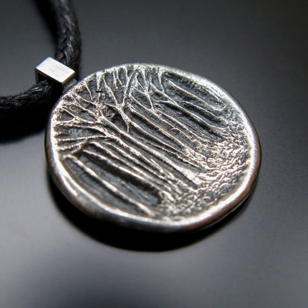 Forest pendant sterling silver, Silver forest necklace, nature pendant, forest jewelry, trees necklace, nature jewelry, round pendant