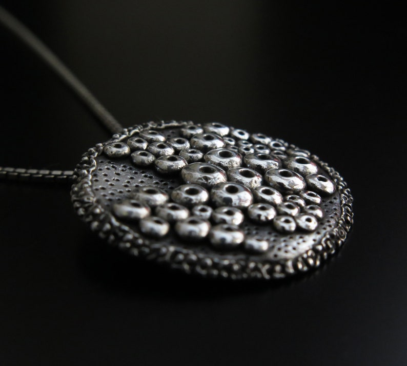 Silver cluster pendant, cluster necklace, bubble pendant necklace, bubble cluster, silver balls necklace, abundance silver necklace image 2