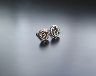 Sunrise Earrings, silver earring posts, Sun Studs, Summer jewelry