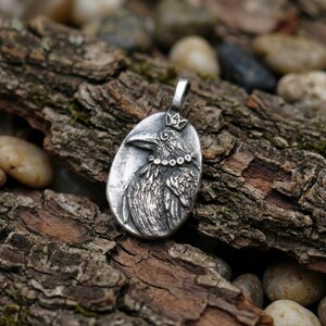 Sterlingzilveren kraaihanger, raafamuletketting, gotische vogelsieraden, Viking Crow-bedel, Wicca Spirit Animal Gift, handgemaakt in Israël