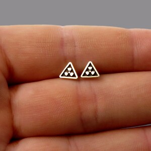 Radiation Earrings, triangle silver earring posts, 925 silver, Silver Radiation Studs, Triangle Studs, Radiation Symbol Earrings image 3