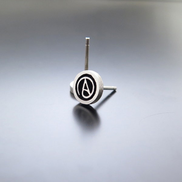 Серьги-гвоздики атеизма, символ атеиста, украшения атеизма, серьги атеизма, серебряные серьги-гвоздики, серьги атеиста