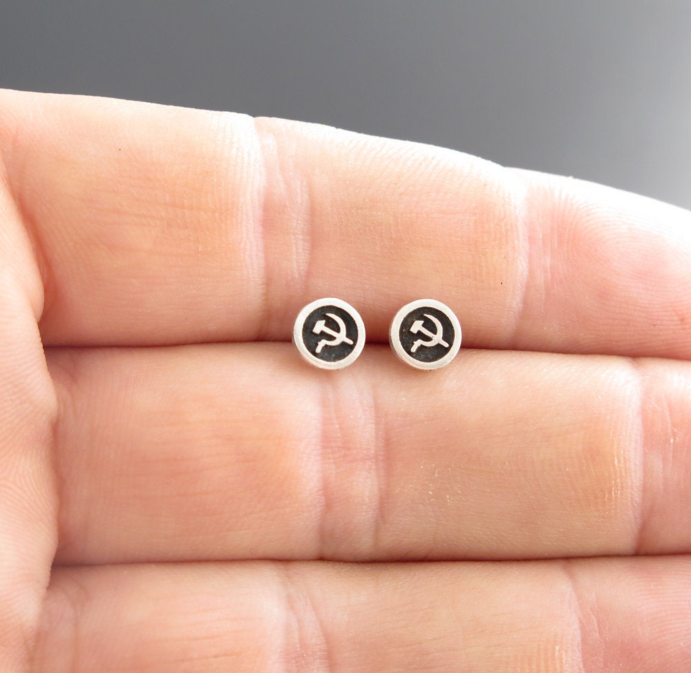 Hammer and Sickle Earrings Soviet Union Jewelry Silver Etsy