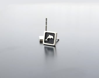 earrings studs, sterling silver, dolphin earring posts, dolphin studs, animal earrings, silver earrings, Square Studs