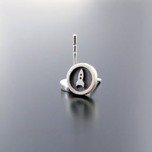 silver rocket earrings studs, rocket earring posts, rocket studs, Astronaut earrings, silver space board earrings, Circle Studs