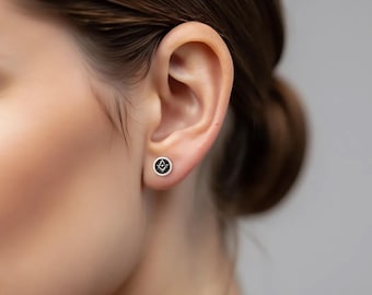 Silver Freemasons Earring Posts, Masonic Symbol Studs, round ear studs, Circle Studs, Masonic Earrings, Earrings for Him, Freemasons Jewelry