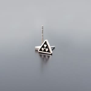 Radiation Earrings, triangle silver earring posts, 925 silver, Silver Radiation Studs, Triangle Studs, Radiation Symbol Earrings image 1