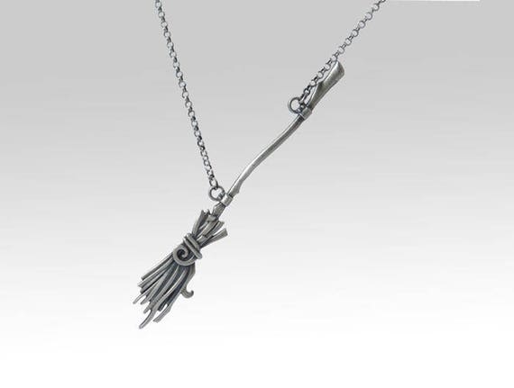 Witches Broomstick Pendant Broom Silver 