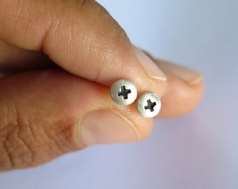 Screw Earrings, Small earrings, Screw Head Studs, Screw Studs, Screw Posts, Sterling silver earrings, phillips