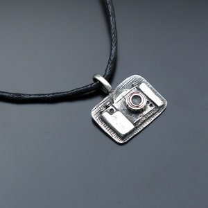 Silver Camera Pendant Handmade, Silver camera necklace, Camera charm Photographer gift