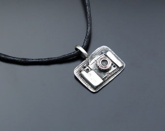 Silver Camera Pendant Handmade, Silver camera necklace, Camera charm Photographer gift