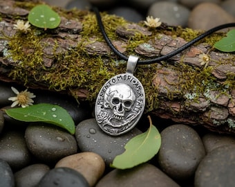 Silver Memento Mori Pendant Skull and Rose Necklace Gothic Jewelry Sterling Silver Gift Dark Aesthetic Symbolic Jewelry Unisex