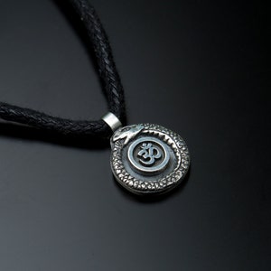 ouroboros pendant, ouroboros hoop necklace, snake pendant, OM pendant, sterling silver pendant for men silver snake necklace