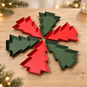 Julgransfatset, stapelbara godisskålar, rödgrön vit julbordsdekoration, 3D-tryckt PLA