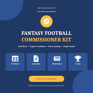 Kit para Comisionados de Fútbol Fantasía / Tablero de Selección Editable, Constitución, Premios (Descarga Digital)