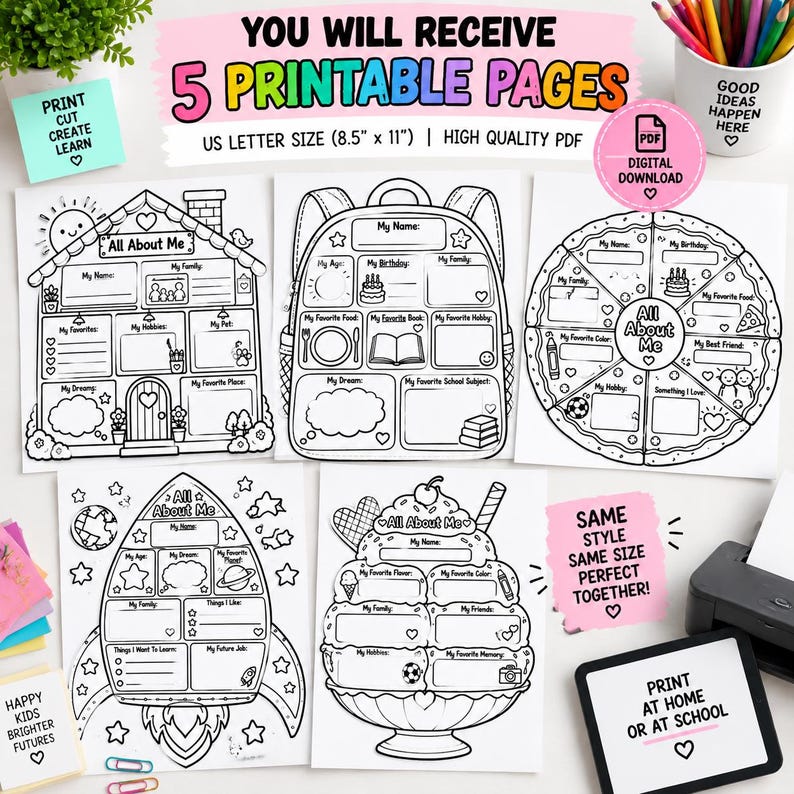 All About Me Printable Craft Bundle | Back to School Activity | First ...