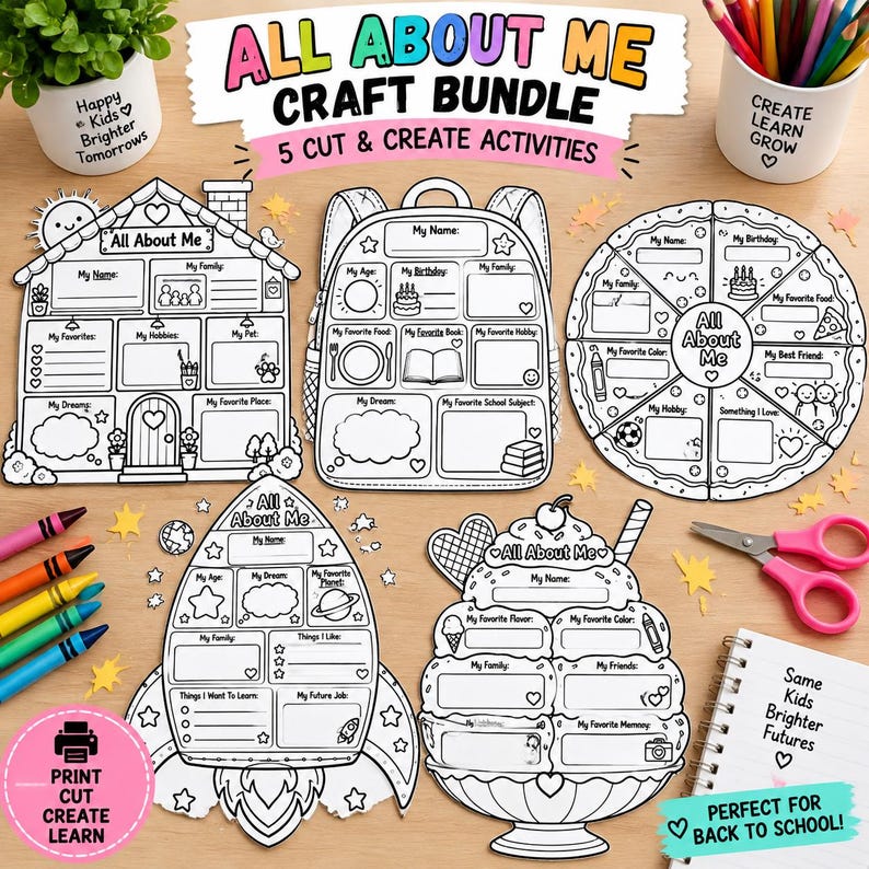 All About Me Printable Craft Bundle | Back to School Activity | First ...