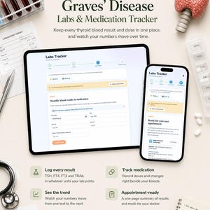 Graves' Hyperthyroidism Labs Tracker | TSH FT4 FT3 TRAb Log, Trend Charts (Offline App)