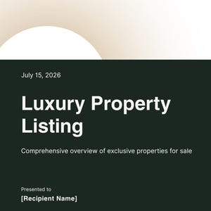 Lyxig listningspresentationsmappmall, redigerbar Canva, utskriftsklar dokumentmapp