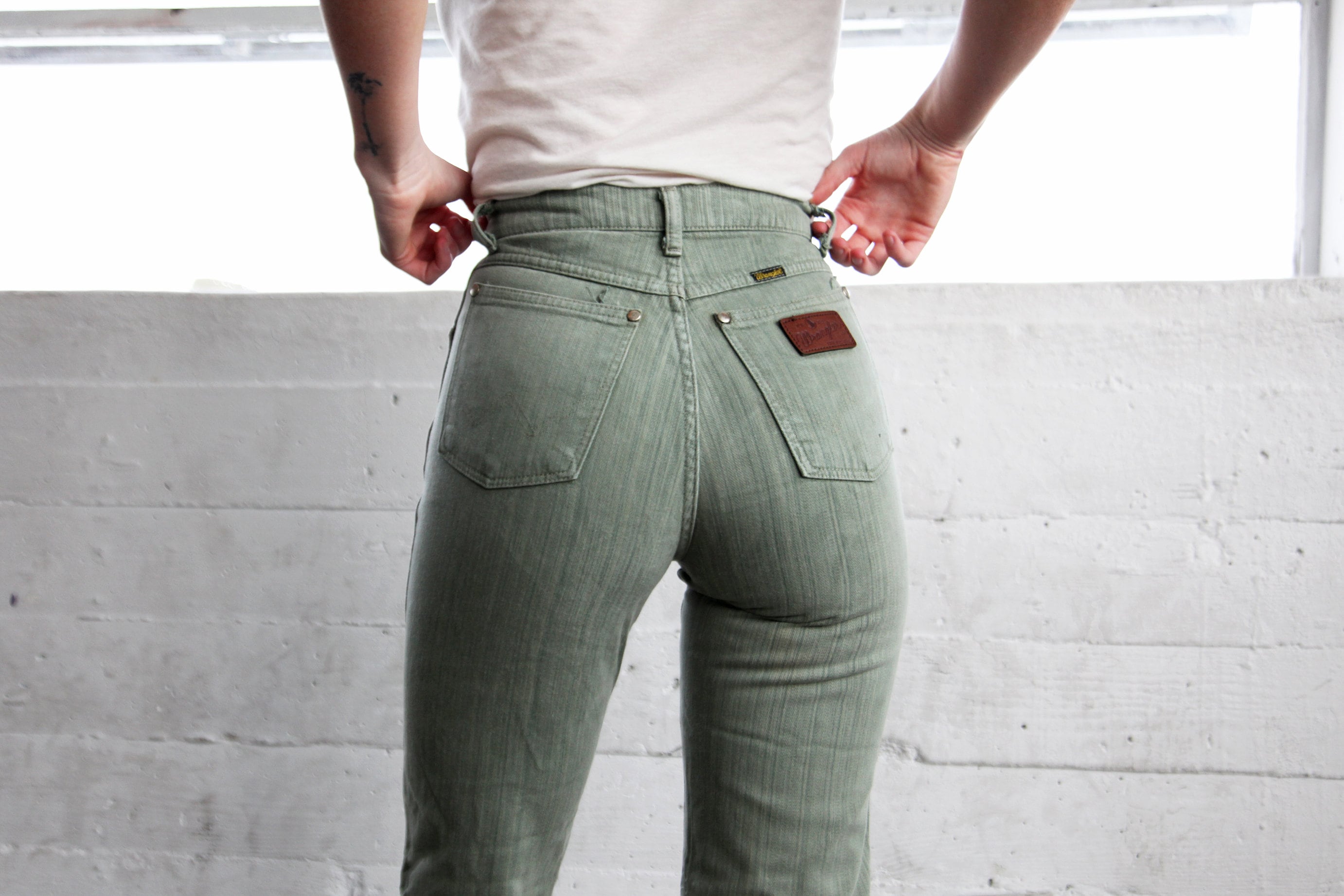 jeans with green stripe