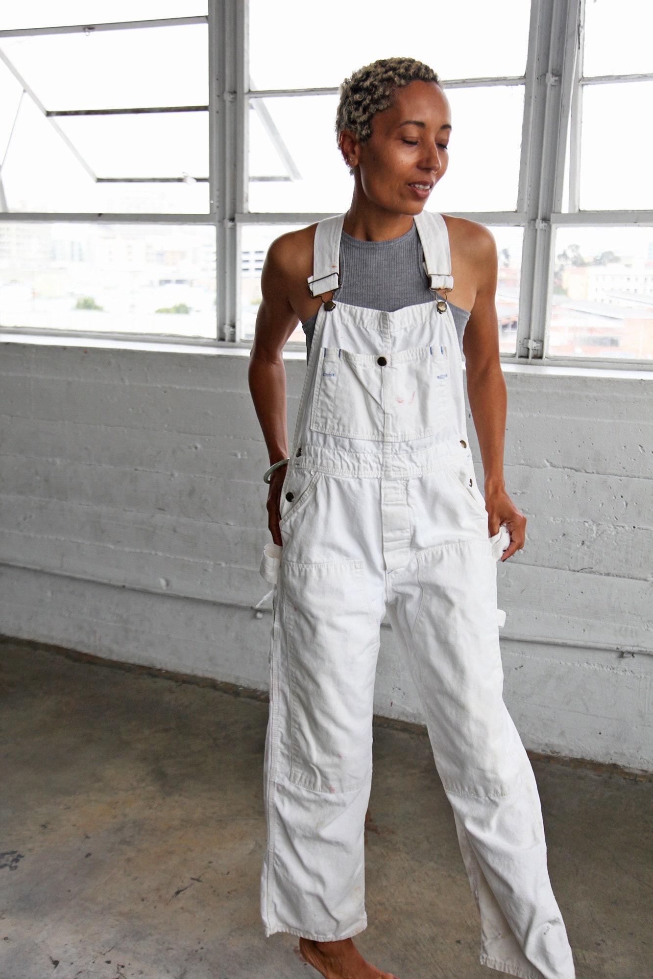 1970s White Painter's Overalls