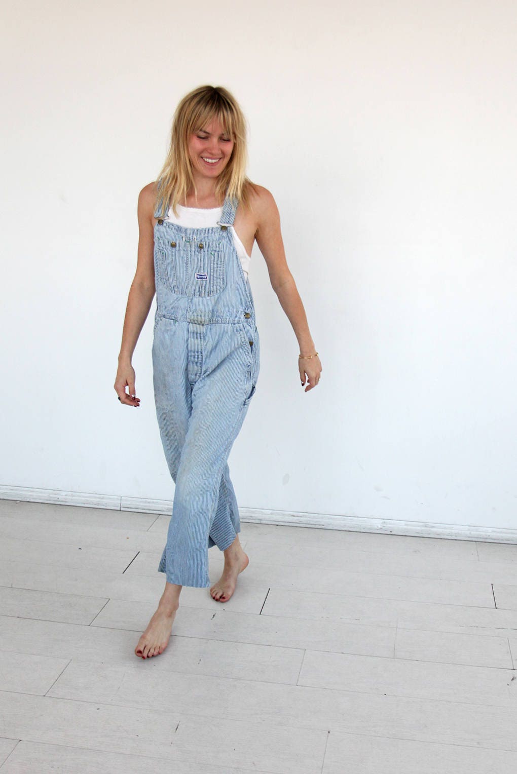 big smith striped overalls