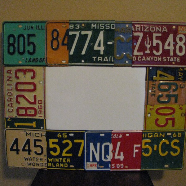 Dry Erase Board made with VINTAGE license plates- great for office-mancave-garage-classroom