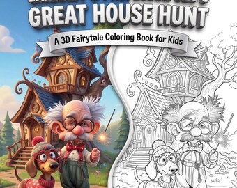 Libro para colorear de cuentos de hadas en 3D / La búsqueda de la casa de Barnaby y el profesor Olo (Descarga digital)