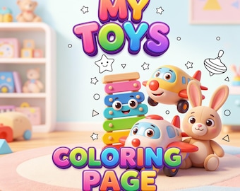 My Toys Coloring Pages – Toddler Activity Sheets, 3mm Bold Lines (PDF Download)