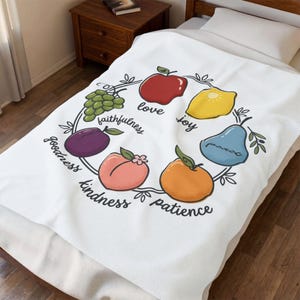 Fruits of the Spirit Velveteen Plush Blanket | love joy peace kindness faithfulness