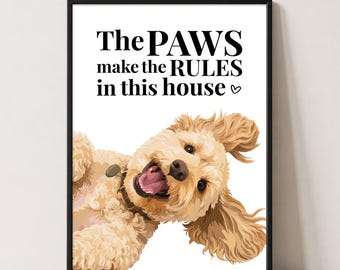 Cockapoo Print | The Paws Make The Rules | Dog Wall Art | Cockapoo Gift