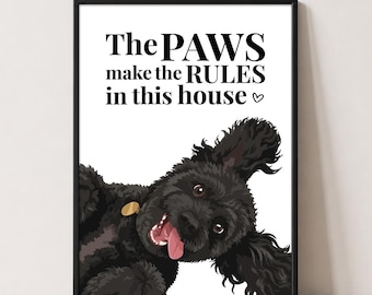 Poodle Print | The Paws Make The Rules | Dog Wall Art | Poodle Gift