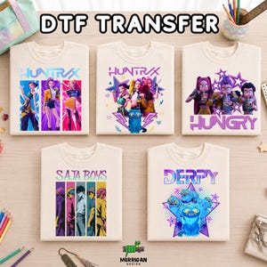 Huntrix Kpop DTF Transfer, Tillbaka till skolan Stryk-på-dekal, Anime-flickor värmepress