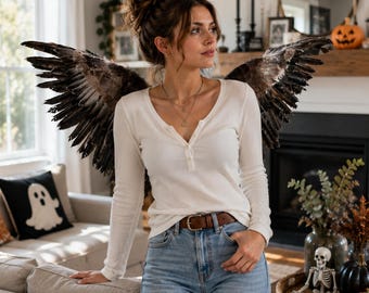 Handmade Brown Feather Costume Wings, Owl Cosplay Wings, Fantasy Bird , LARP Prop, Renaissance Fair