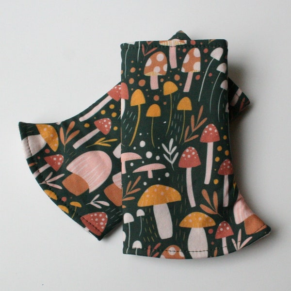 Baby Carrier Suck/Drool Pads - Woodland Mushroom (for Happy Baby, Tula, Lillebaby, Ergo & more) - Choose Straight or Curved (Made to Order)