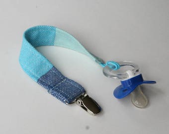 Universal/Snap Pacifier Clip - Girasol Glacé Blue  (woven wrap)