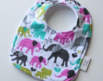 Drool Bib - Elephant Walk (Absorbent 2-3 Layer Teething/Feeding Bib for Babies)