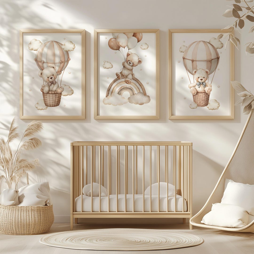 Hot Air Balloon Nursery Wall Art Set of 3, Gender Neutral Hot Air ...