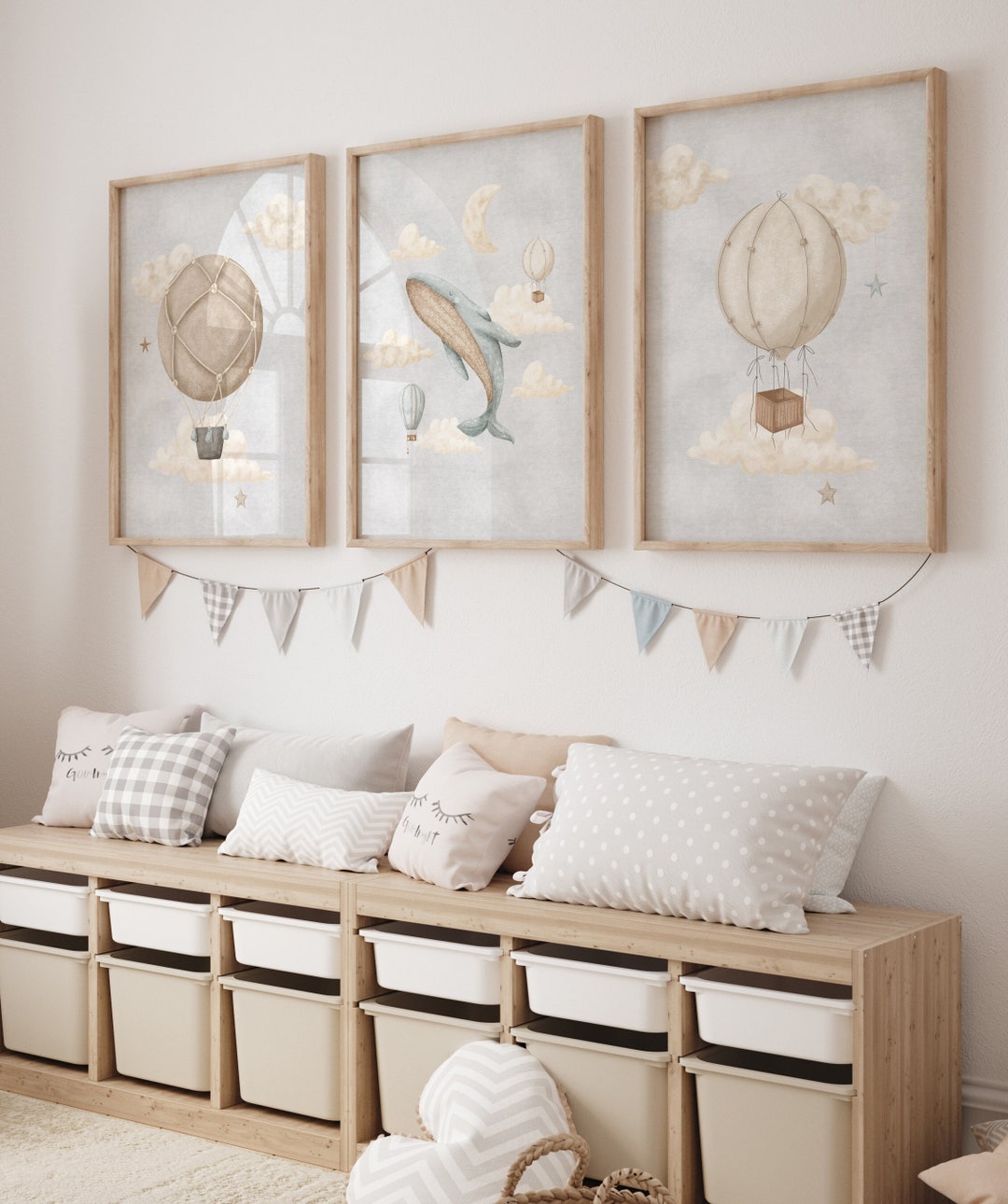 Hot Air Balloon Nursery Wall Art Gender Neutral Print Set of 3 Hot Air ...