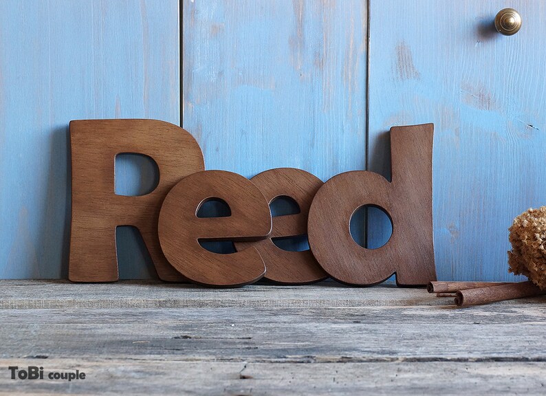 Rustic Wooden Letters Shelf Decor Wall Decor Etsy
