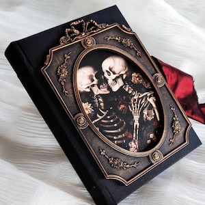 Gothic Wedding Guest Book, Black, Burgundy guest book, Romantic Gothic Wedding guest book, Halloween Wedding Guest Book, Skeleton lovers