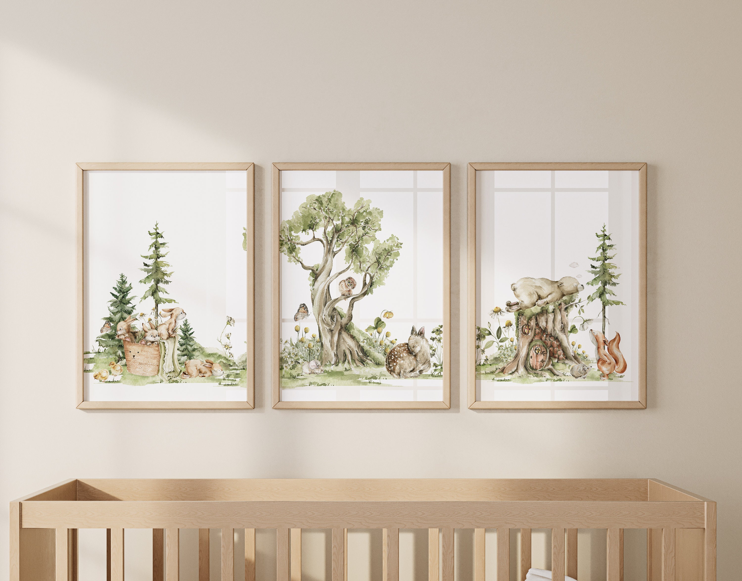 Woodland Nursery Wall Art, Set of 3, Playroom Posters, Woodland Nursery ...
