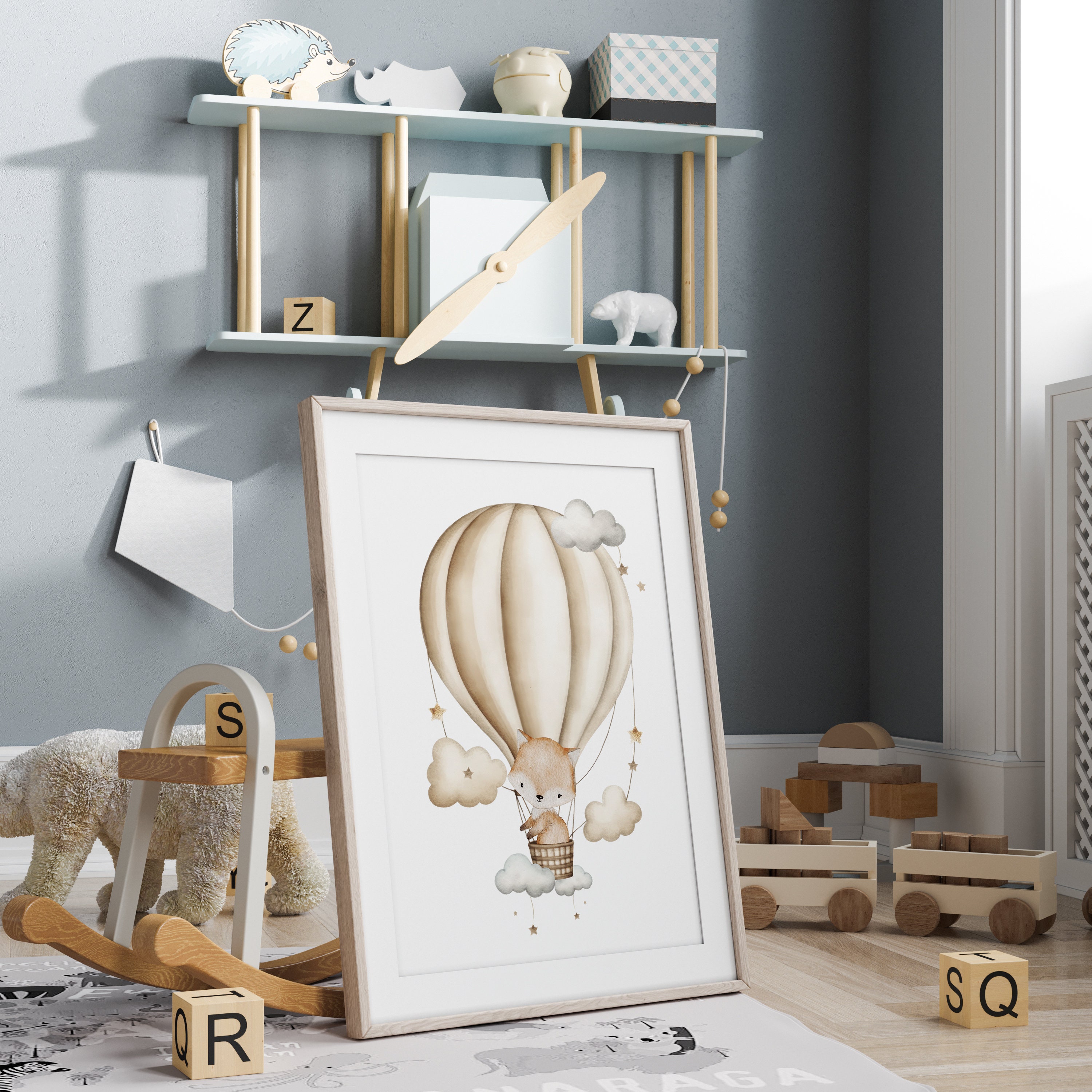 Hot Air Balloon Nursery Wall Art Set of 3, Gender Neutral Hot Air ...