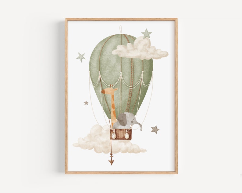 Hot Air Balloon Nursery Wall Art Set of 3, Safari Nursery, Gender ...