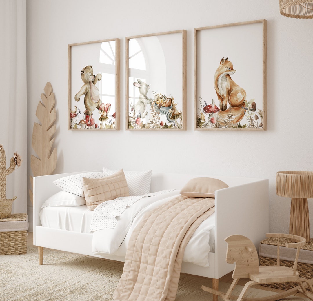 Woodland Nursery Wall Art Set of 3 Woodland Animal Nursery - Etsy