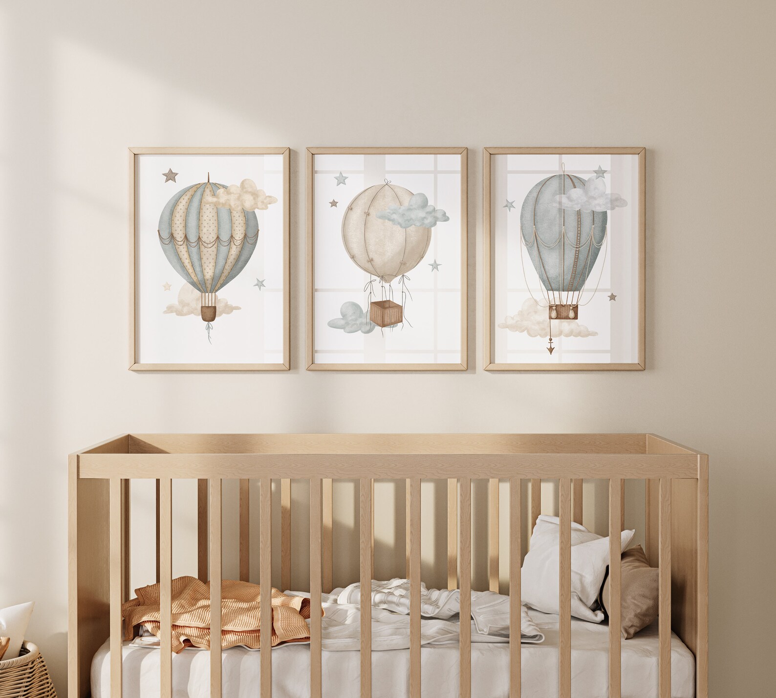 Hot Air Balloon Nursery Wall Art Set of 3, Hot Air Balloon Prints, Baby ...
