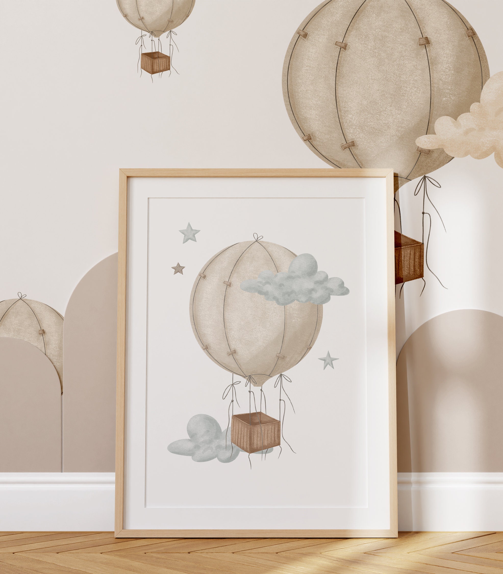 Hot Air Balloon Nursery Wall Art Set of 3, Hot Air Balloon Prints, Baby ...