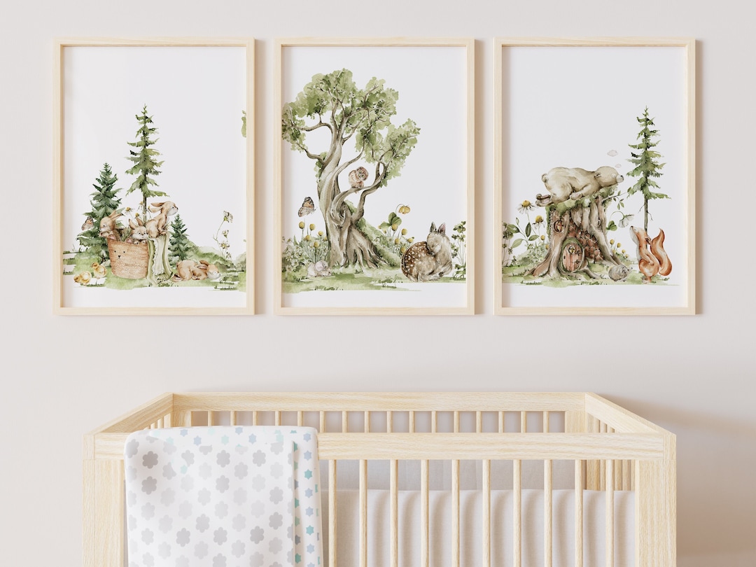 Woodland Nursery Wall Art, Set of 3, Playroom Posters, Woodland Nursery ...