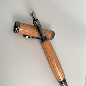 Jack Daniels Whiskey Barrel Oak Wood Fountain Pen, Slimline Pen, Wood Turning, Engraved Pen, Handcrafted Pen