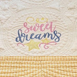 Handmade &quot;Sweet Dreams&quot; Baby Blanket Heirloom Quilt, Nursery Lap Quilt